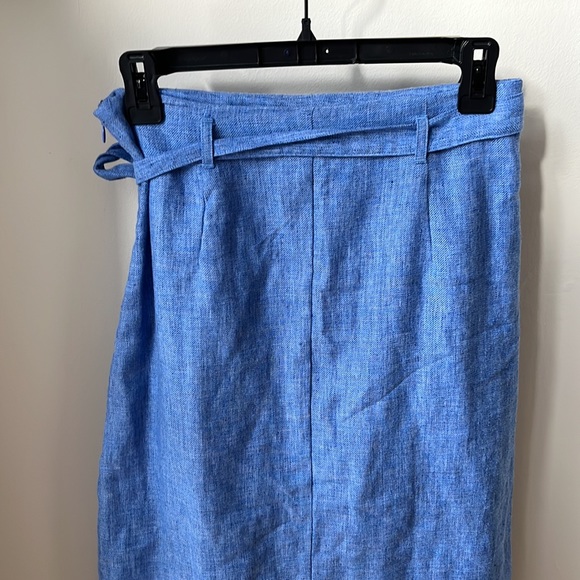 Banana Republic Blue Midi Linen Blend Wrap A-Line Skirt Size 2 - Picture 9 of 14